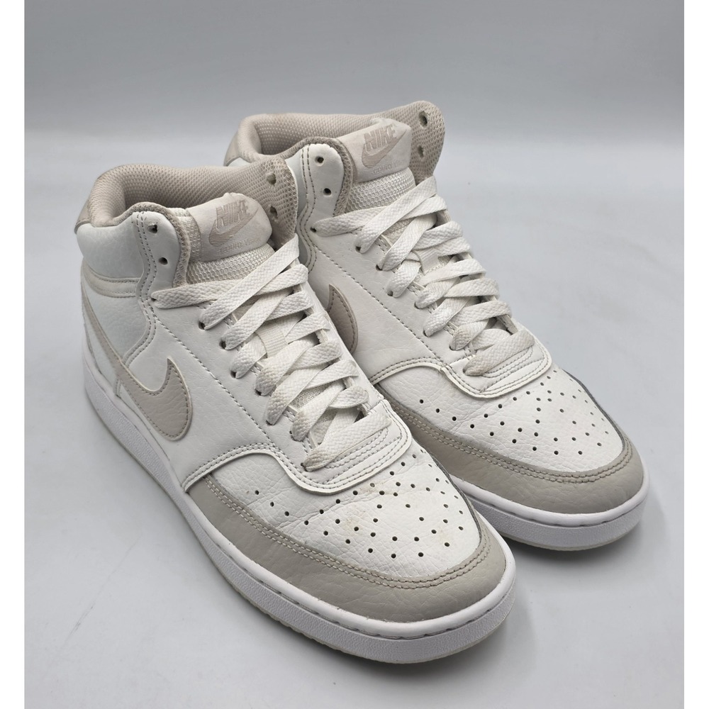 Nike Women's Size 7 Court Vision Mid Summit White/LT Orewood Brn CD5436-106